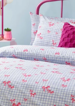 Heya Home Gingham Bows Printed Duvet Cover Set