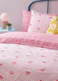 Heya Home Gingham Bows Printed Duvet Cover Set
