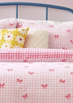 Heya Home Gingham Bows Printed Duvet Cover Set