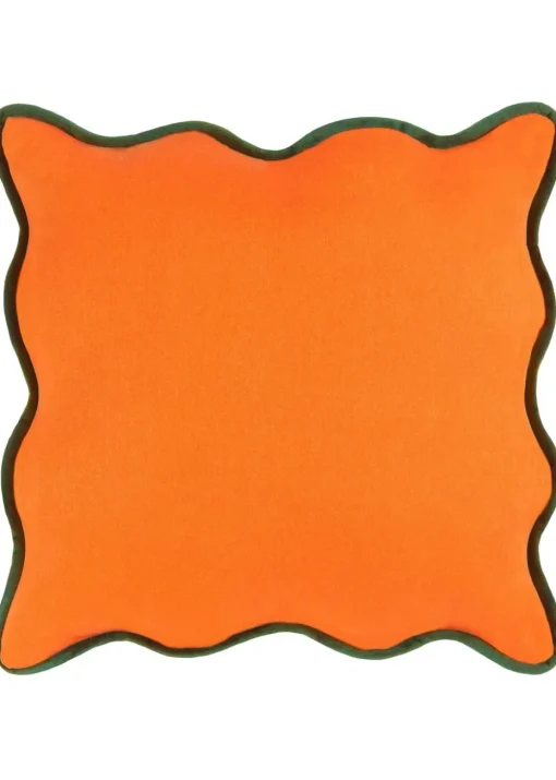 Heya Home Wiggle Velvet Piped Ready Filled Cushion (45cm x 45cm x 8cm)