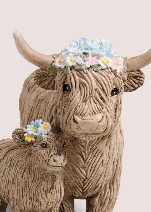 Highland Cow Mum & Baby Ornament