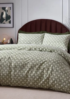 Hoem Alexa Abstract Cotton Rich Duvet Cover Set Olive