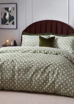 Hoem Alexa Abstract Cotton Rich Duvet Cover Set Olive