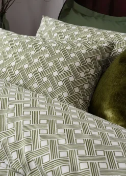 Hoem Alexa Abstract Cotton Rich Duvet Cover Set Olive