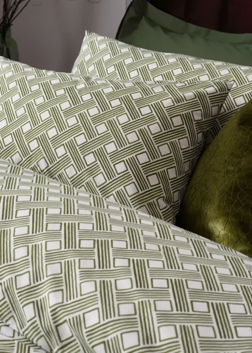 Hoem Alexa Abstract Cotton Rich Duvet Cover Set Olive
