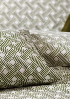 Hoem Alexa Abstract Cotton Rich Duvet Cover Set Olive