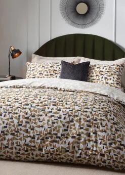 Hoem City Abstract Cotton Rich Duvet Cover Set Toffee
