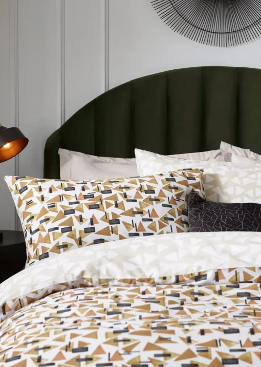 Hoem City Abstract Cotton Rich Duvet Cover Set Toffee