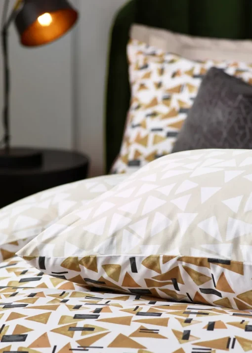 Hoem City Abstract Cotton Rich Duvet Cover Set Toffee