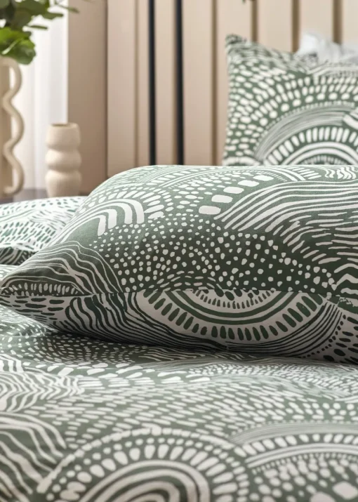 Hoem Olive Nola Abstract Geometric Duvet Cover Set