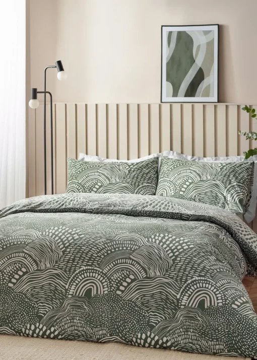 Hoem Olive Nola Abstract Geometric Duvet Cover Set