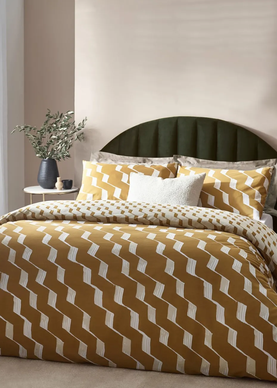 Hoem Zabine Abstract Cotton Rich Duvet Cover Set Honey