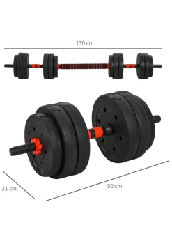 HOMCOM Adjustable 2-in-1 Barbell Dumbbells Weight Set for Body Fitness
