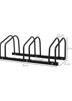 HOMCOM Bike Parking Rack Bicycle Locking Storage Stand for 3 Cycling Black