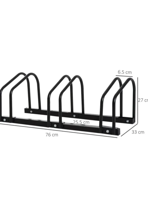 HOMCOM Bike Parking Rack Bicycle Locking Storage Stand for 3 Cycling Black