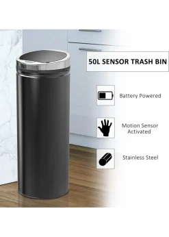HOMCOM Black Kitchen Waste Bin (30.5cm x 30.5cm x 81.5cm 50L)