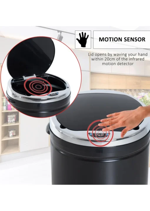 HOMCOM Black Kitchen Waste Bin (30.5cm x 30.5cm x 81.5cm 50L)