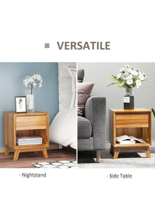 HOMCOM Brown Storage Organizer Bedside Table (40cm x 40cm x 50cm)