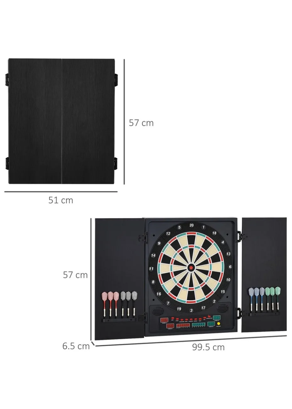 HOMCOM Electronic Dartboard In Case LED Scoreboard w/ 12 Darts 30 Heads Cabinet