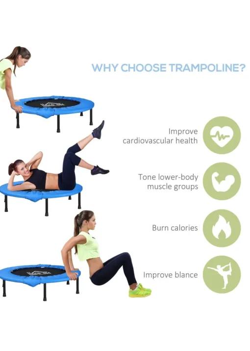 HOMCOM Fitness Trampoline Exercise Max Load Blue