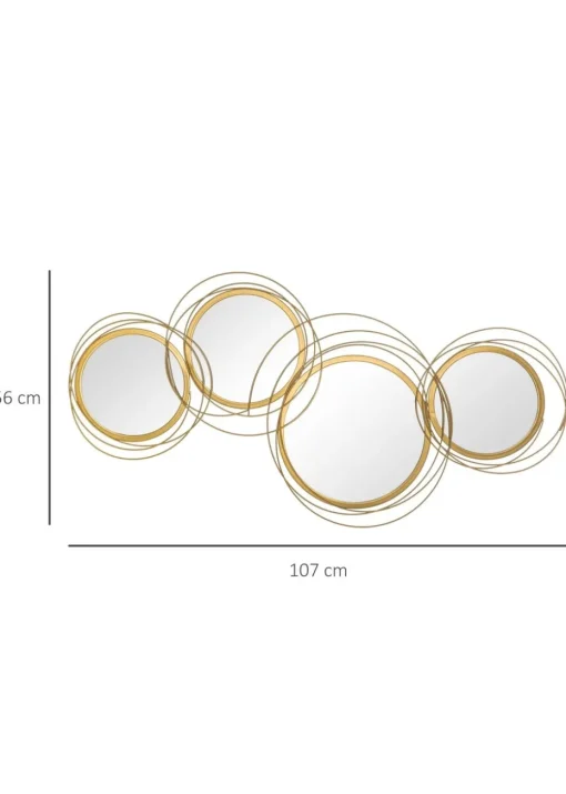 HOMCOM Gold Wall Art Decorative Mirror (107cm x 56cm x 4cm)