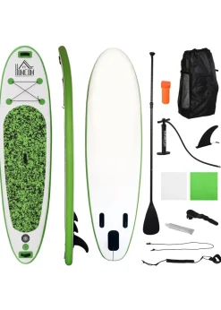 HOMCOM Inflatable Surfing Board with Paddle, Fix Bag, Air Pump, Fin, Backpack (10ft)