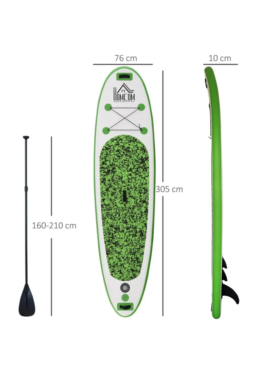 HOMCOM Inflatable Surfing Board with Paddle, Fix Bag, Air Pump, Fin, Backpack (10ft)