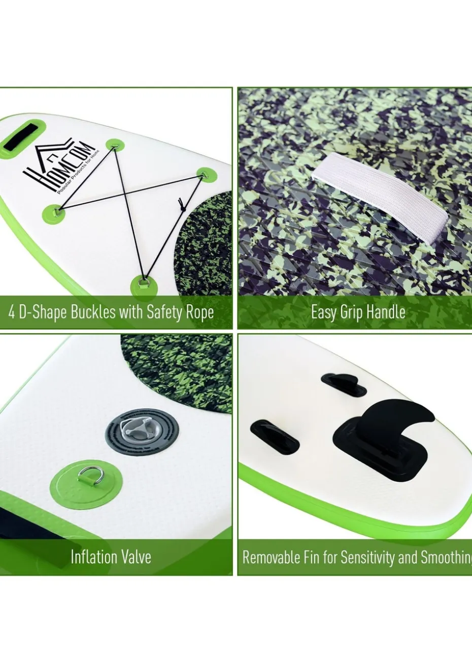 HOMCOM Inflatable Surfing Board with Paddle, Fix Bag, Air Pump, Fin, Backpack (10ft)