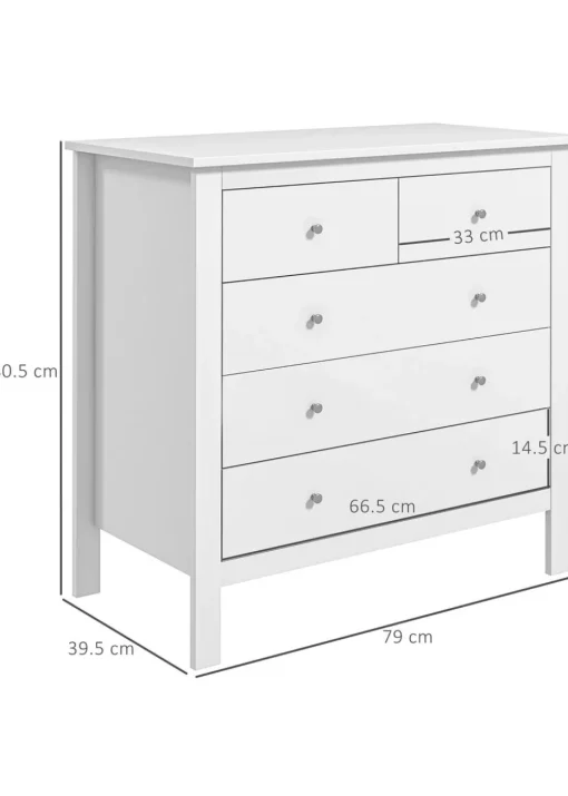 HOMCOM White Modern Chest Of Drawers (79cm x 39.5cm x 80.5cm)
