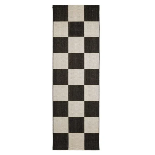 Homemaker Black Chequer Runner Rug