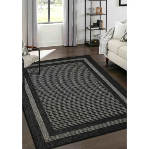 Homemaker Black Gel Backed Border Rug