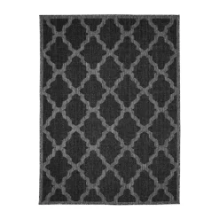 Homemaker Black Trellis Gel Flatweave Runner Rug