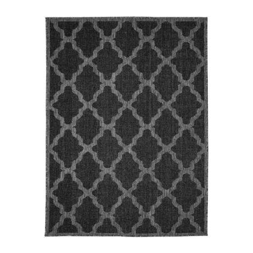 Homemaker Black Trellis Gel Flatweave Runner Rug