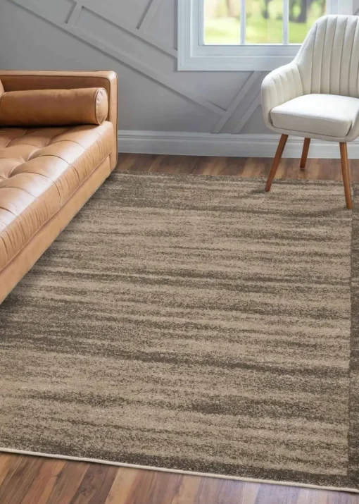Homemaker Freya Texture Border Taupe Rug