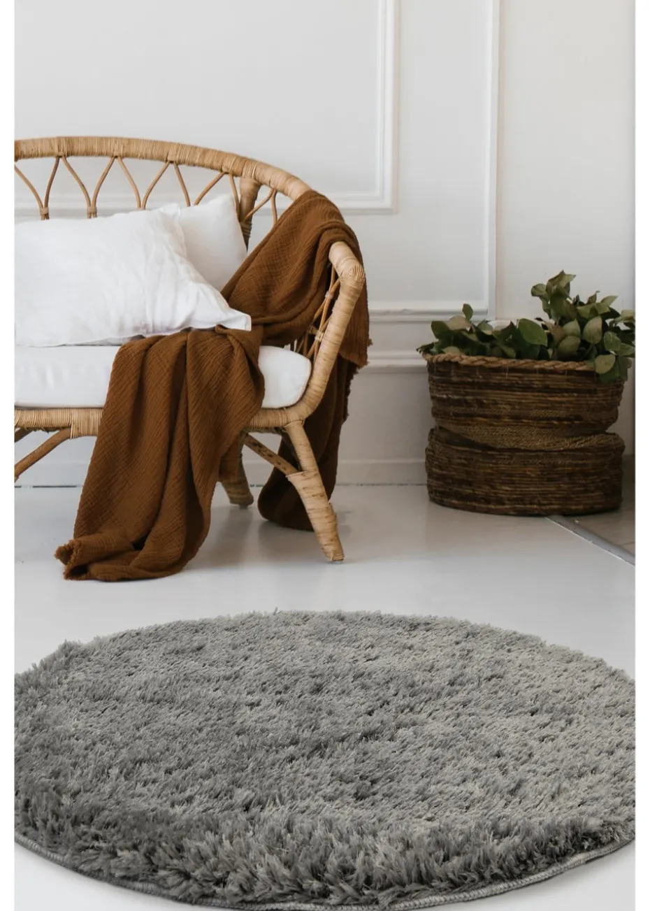 Homemaker Grey Softwashable Circle Rug