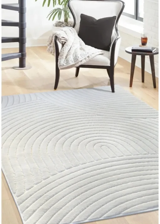 Homemaker Malmo White Curves Rug