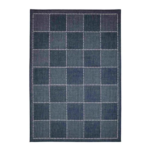 Homemaker Navy Check Gel Flatweave Rug