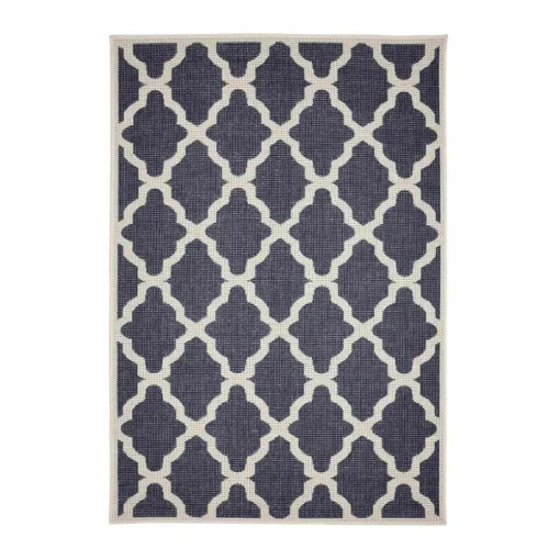 Homemaker Navy Trellis Gel Flatweave Runner Rug