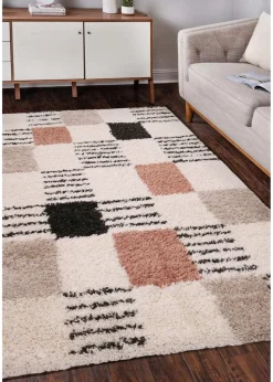 Homemaker Nomad Blocks Shaggy Beige Rug