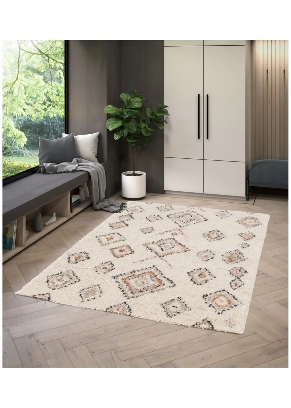 Homemaker Nomad Diamonds Shaggy Cream Rug