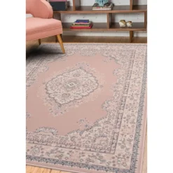 Homemaker Pink Traditional Rug
