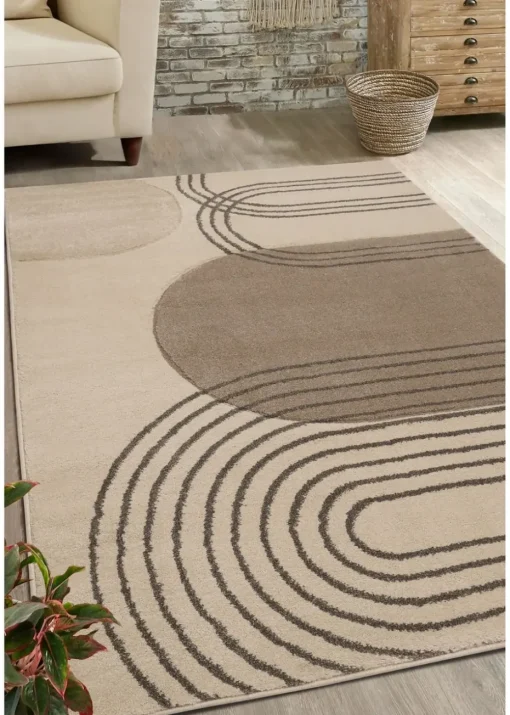 Homemaker Sara Carved Abstract Arcs Natural Rug