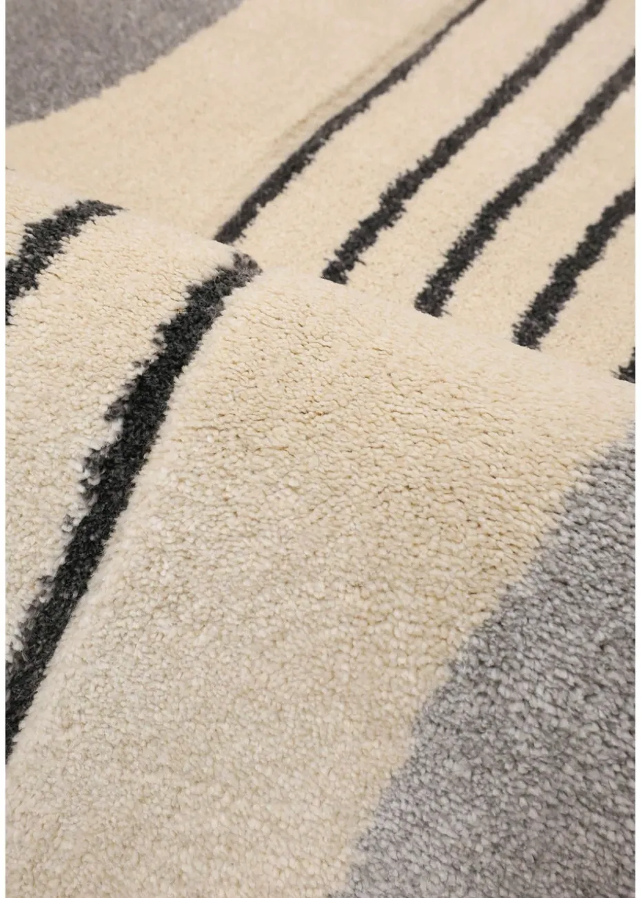 Homemaker Sara Carved Modern Arc Grey/White Rug