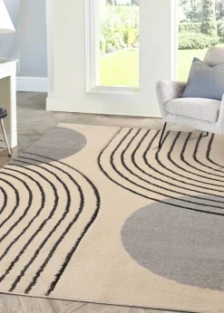 Homemaker Sara Carved Modern Arc Grey/White Rug
