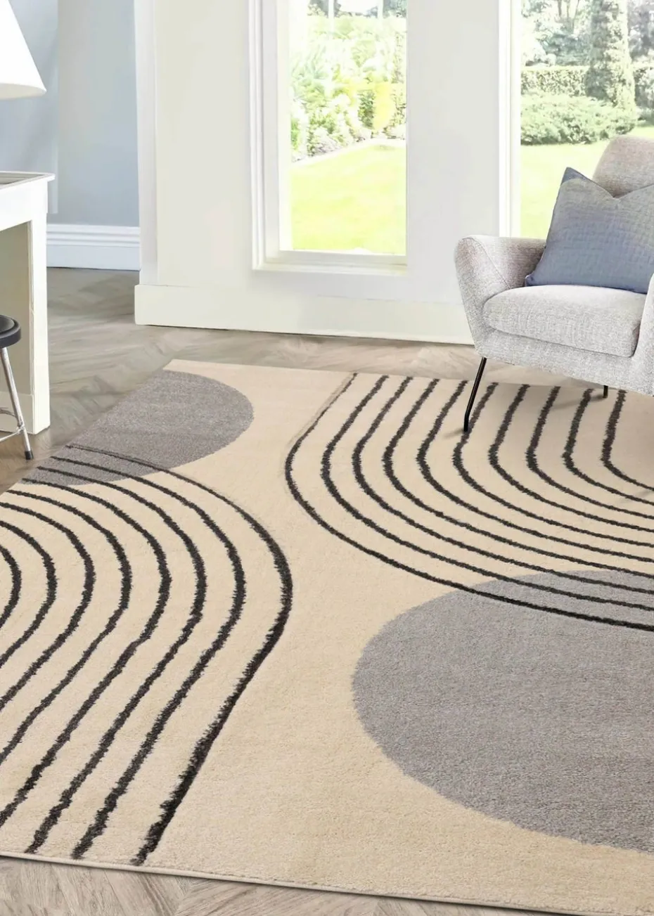 Homemaker Sara Carved Modern Arc Grey/White Rug