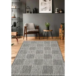 Homemaker Steel Check Gel Flatweave Rug