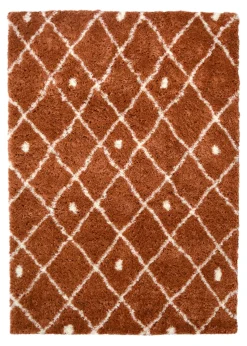 Homemaker Terracotta Snug Shaggy Diamond Rug
