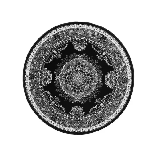 Homemaker Traditional Black Round Rug