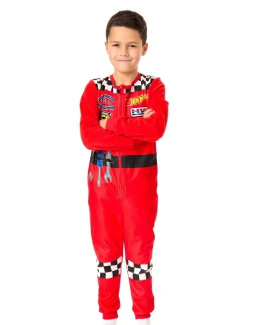 Hot Wheels Pit Crew Style Boys Red Onesies (3-10 Years)