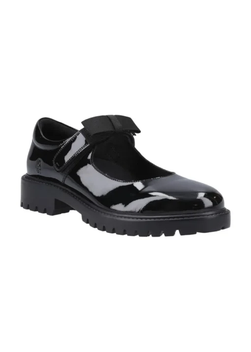 Hush Puppies Black Astrid Bow Patent Senior